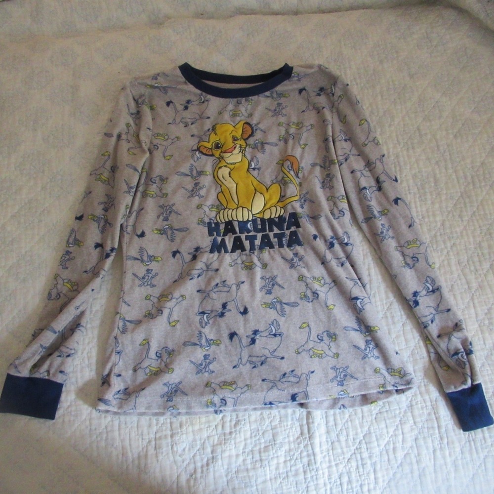 Disney Lion King Pajama Top Womens Medium Gray Fleece Simba Hakuna Matata